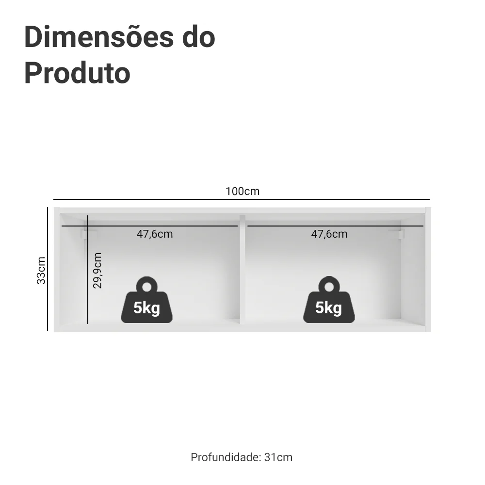 Armário Aéreo 100 cm 1 Porta Basculante Branco/Rustic Stella Madesa - Image 2