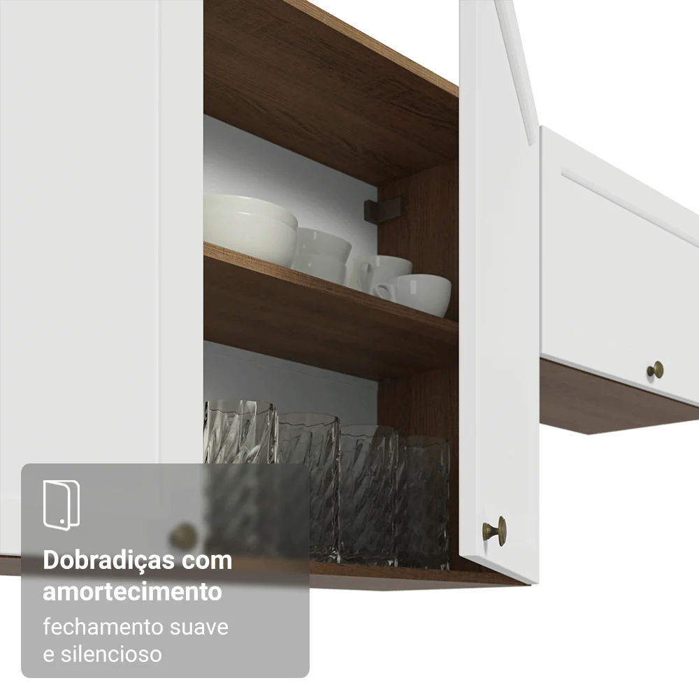 Armário Aéreo 100 cm 1 Porta Basculante Rustic/Branco Vik Madesa - Image 8