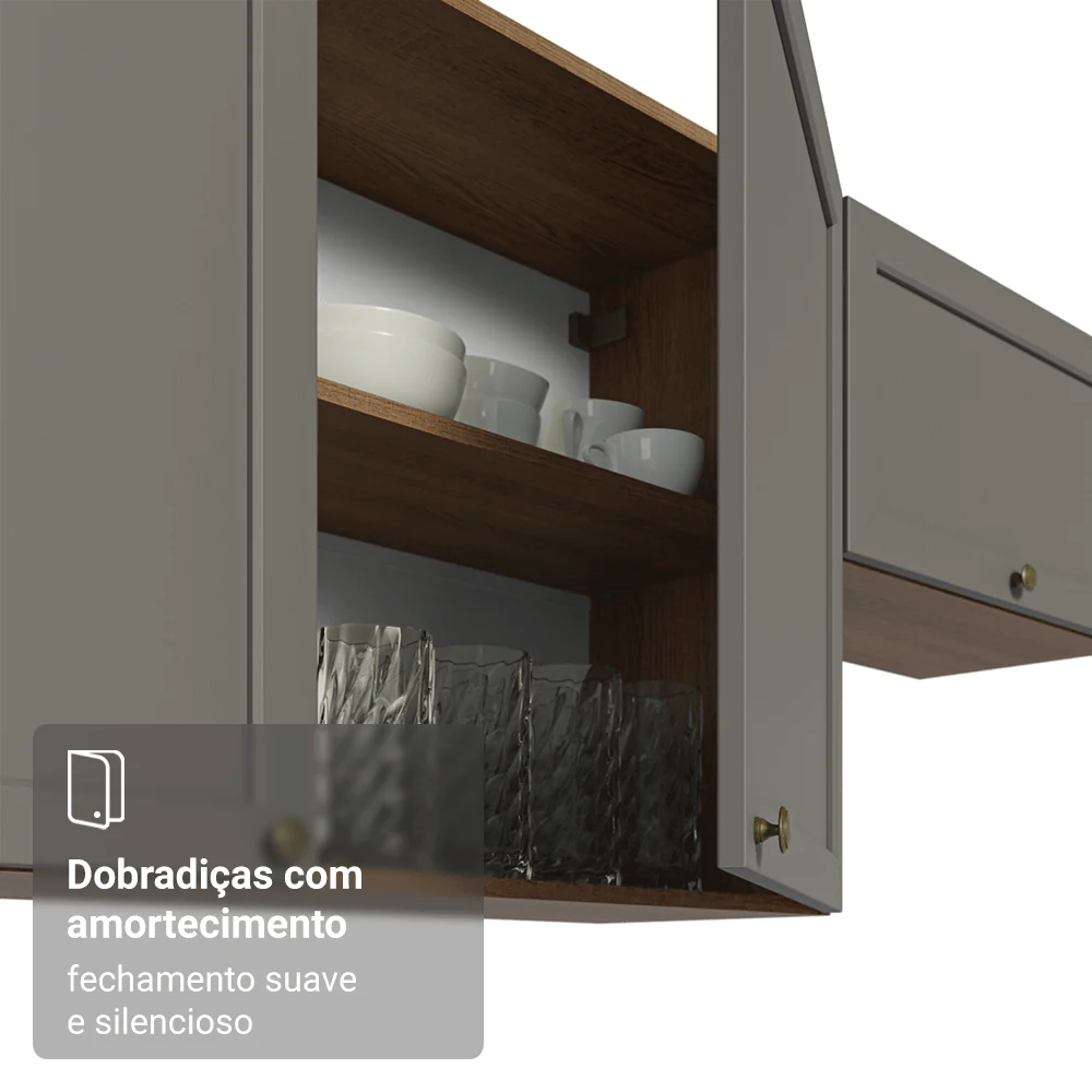 Armário Aéreo 100 cm 1 Porta Basculante Rustic/Cinza Vik Madesa - Image 8