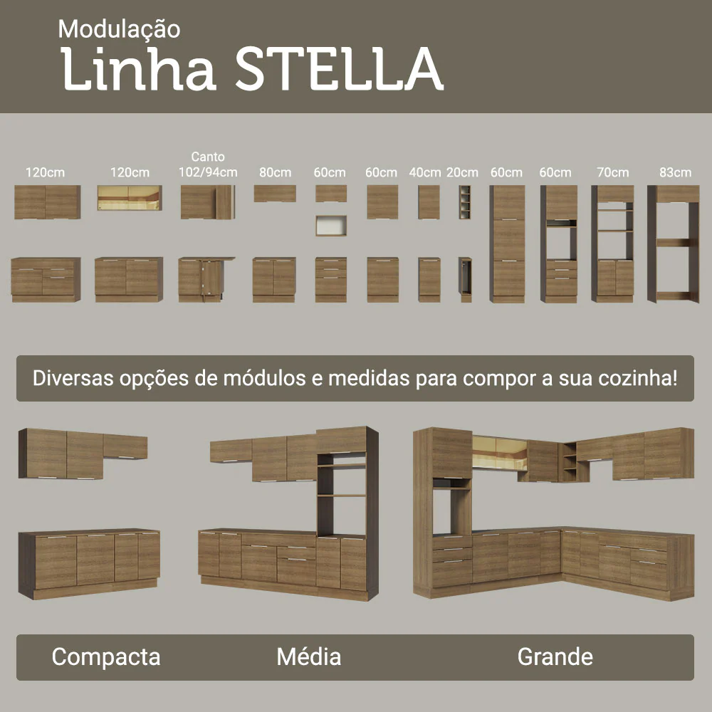 Armário Aéreo 100 cm 1 Porta Basculante Rustic Stella Madesa - Image 7