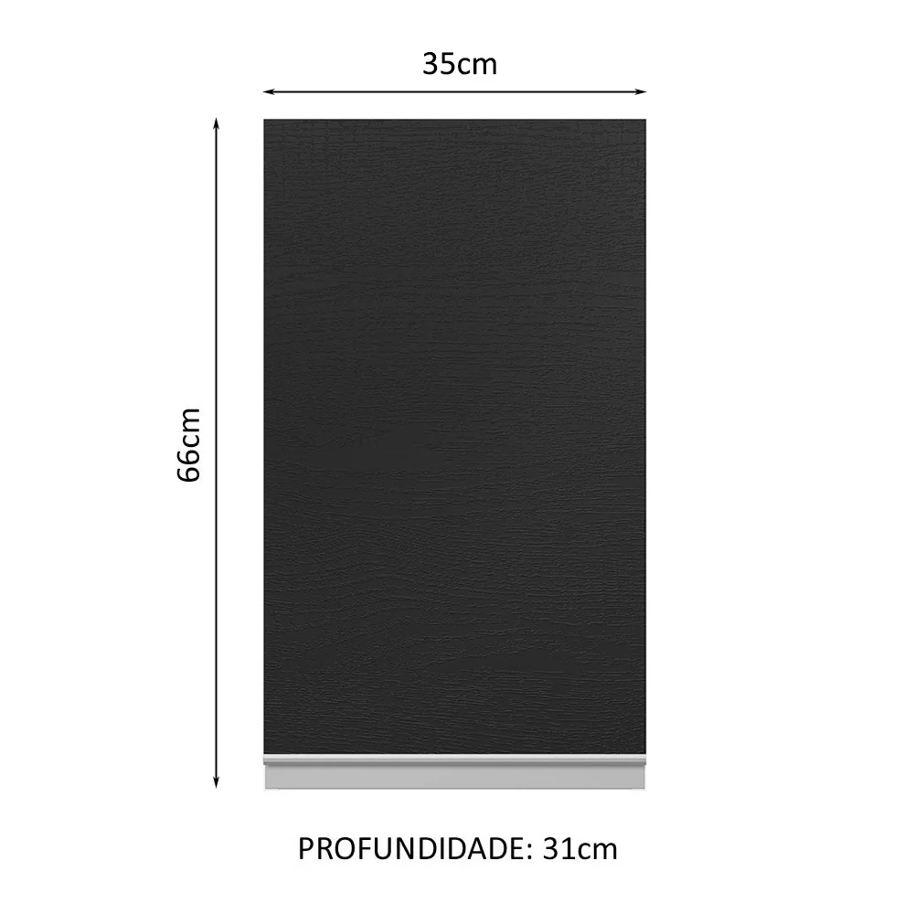 Armário Aéreo 100% MDF 35 cm 1 Porta Branco/Preto Acordes Madesa - Image 2