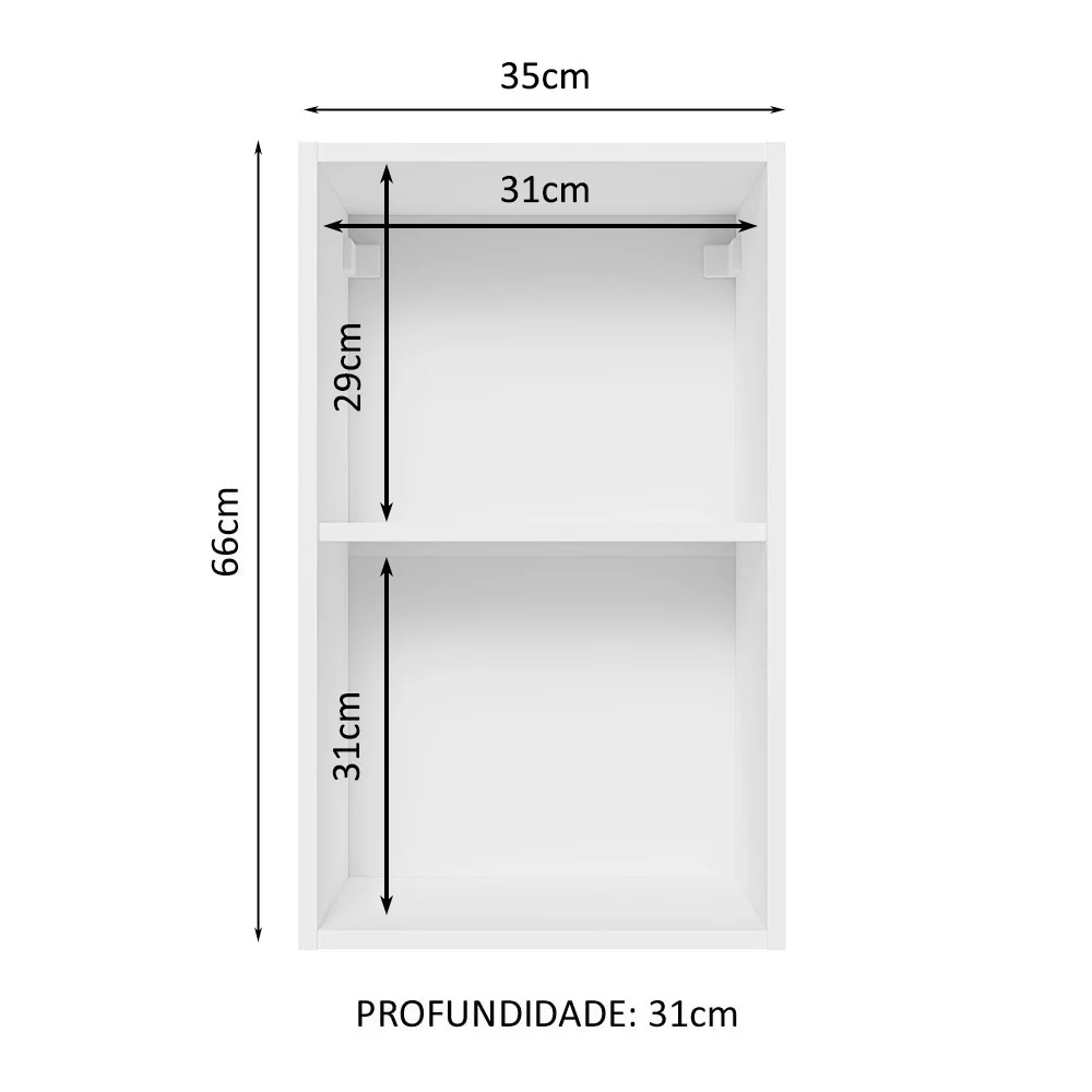 Armário Aéreo 100% MDF 35 cm 1 Porta Branco/Rustic Acordes Madesa - Image 3