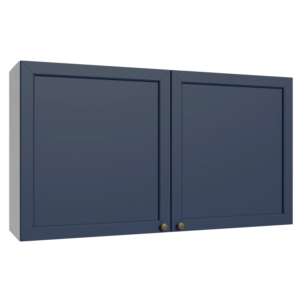 Armário Aéreo 120 cm 2 Portas Branco/Azul Vik Madesa