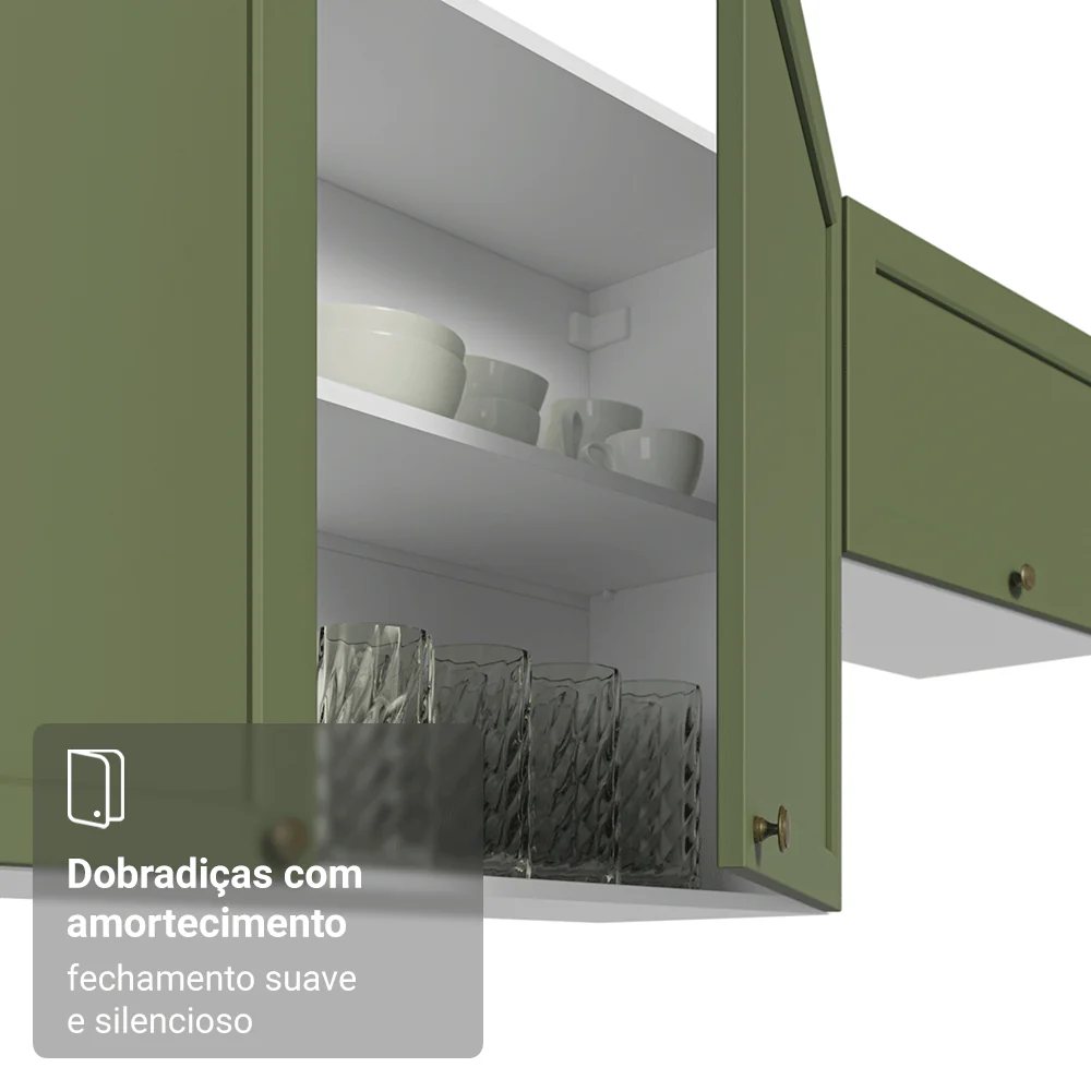 Armário Aéreo 120 cm 2 Portas Branco/Verde Vik Madesa - Image 7