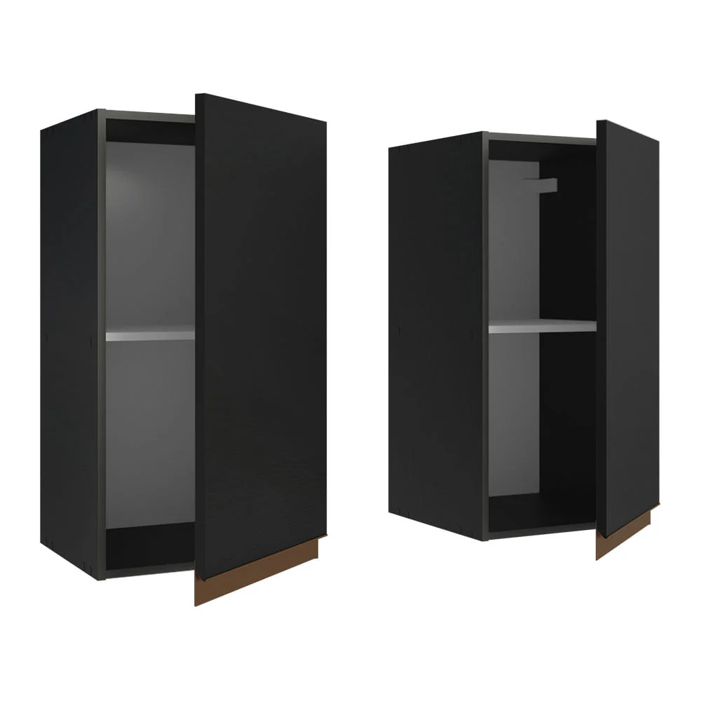 Armário Aéreo 70 cm 2 Portas Preto Reims Madesa - Image 6