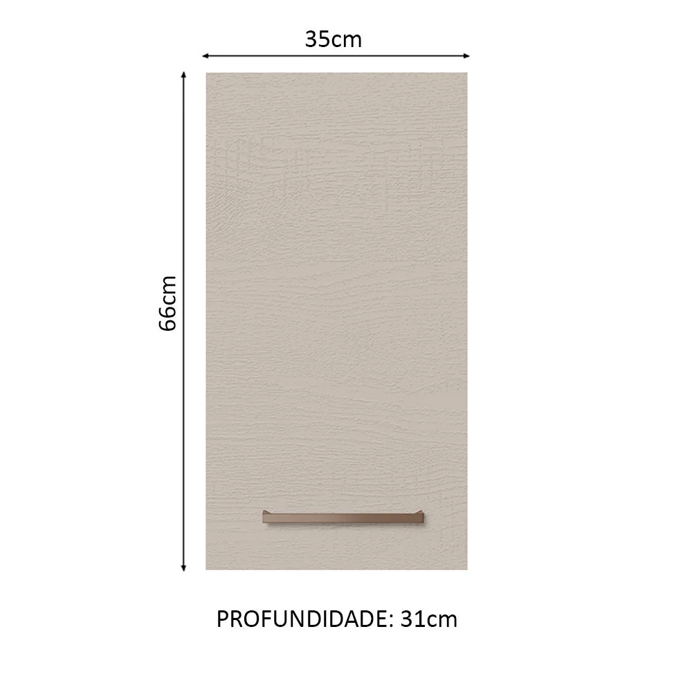 Armário Aéreo 35 cm 1 Porta Rustic/Crema Agata Madesa - Image 2