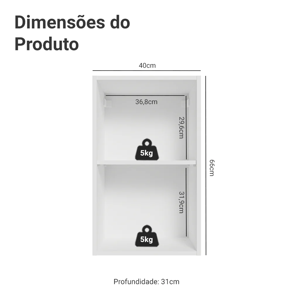 Armário Aéreo 40 cm 1 Porta Branco/Azul Vik Madesa - Image 2