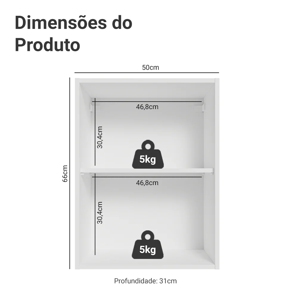Armário Aéreo 50cm 1 Porta Branco/Azul Vik Madesa - Image 2
