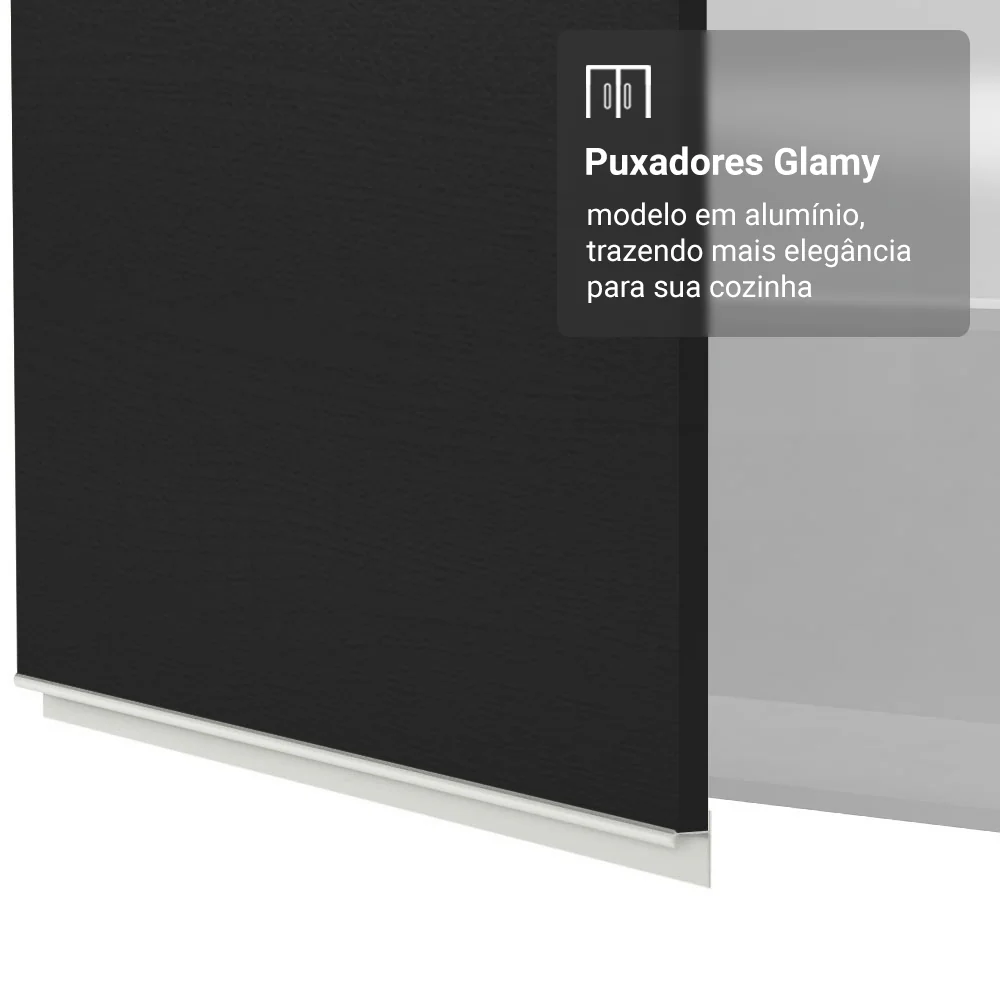 Armário Aéreo 50cm 1 Porta Branco/Preto Glamy Madesa - Image 8