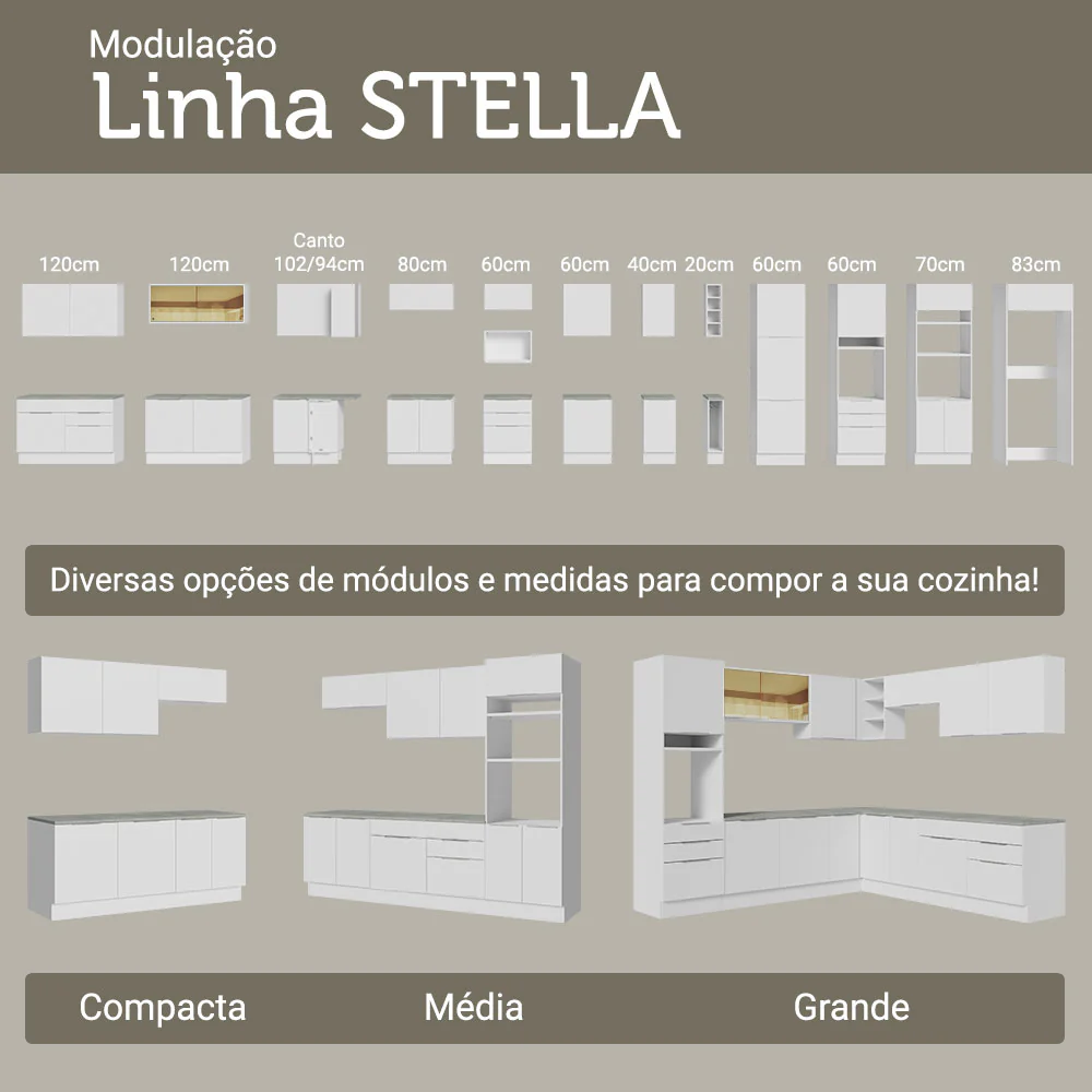 Armário Aéreo 50cm 1 Porta Branco Stella Madesa - Image 9