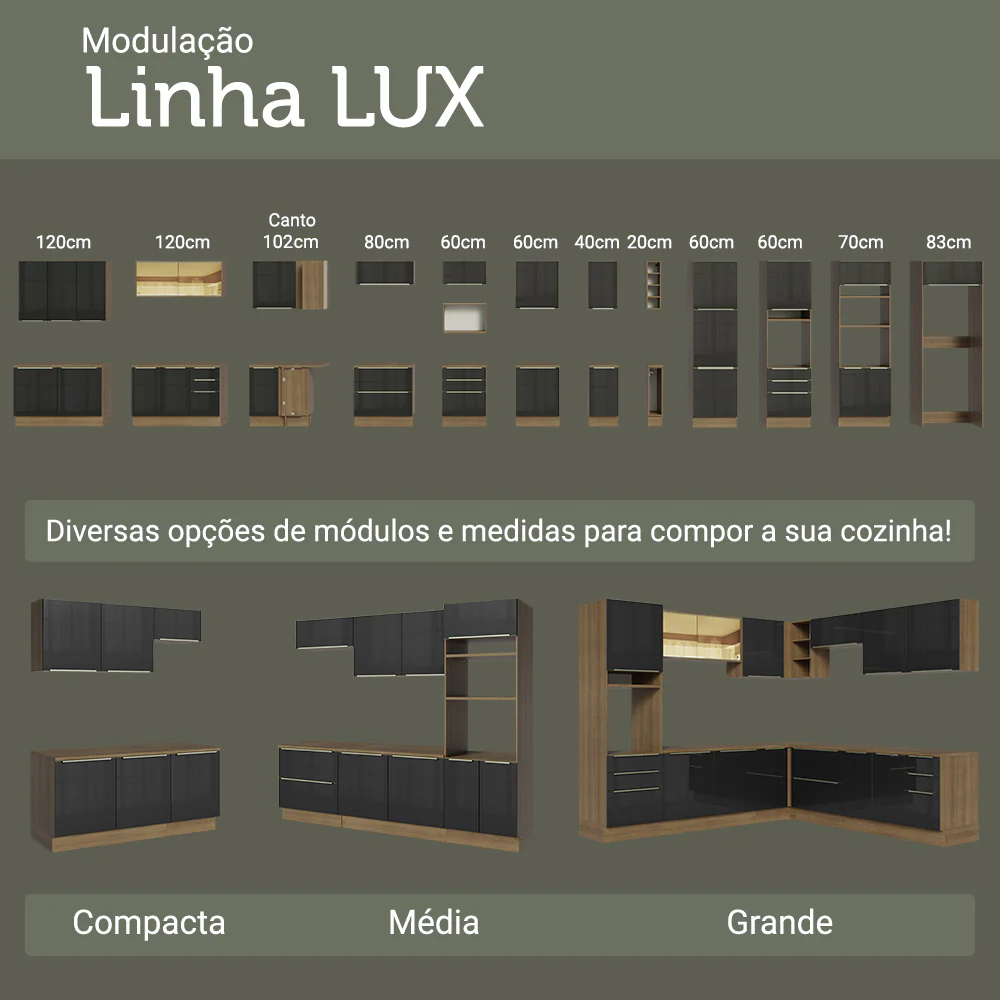 Armário Aéreo 50cm 1 Porta Rustic/Preto Lux Madesa - Image 9