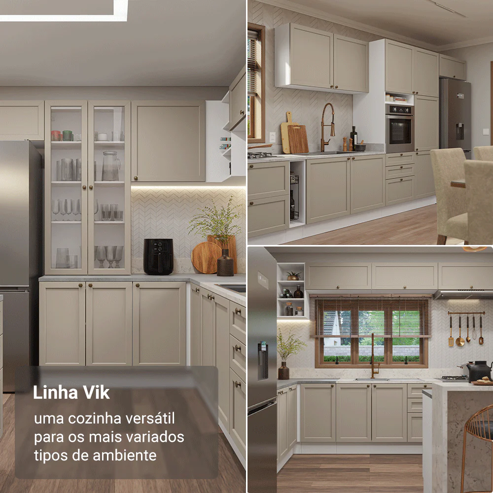 Armário Aéreo 60 cm 1 Porta Basculante Branco/Crema Vik Madesa - Image 5