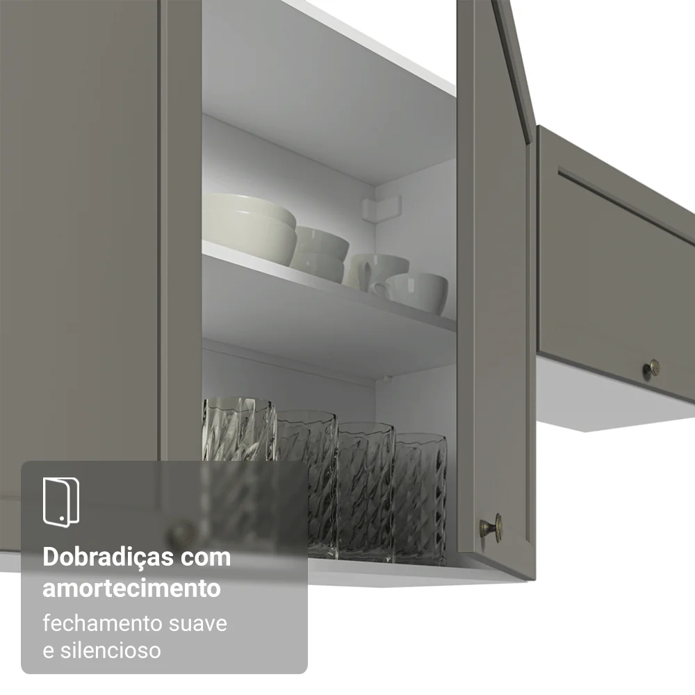 Armário Aéreo 60 cm 1 Porta Branco/Cinza Vik Madesa - Image 8