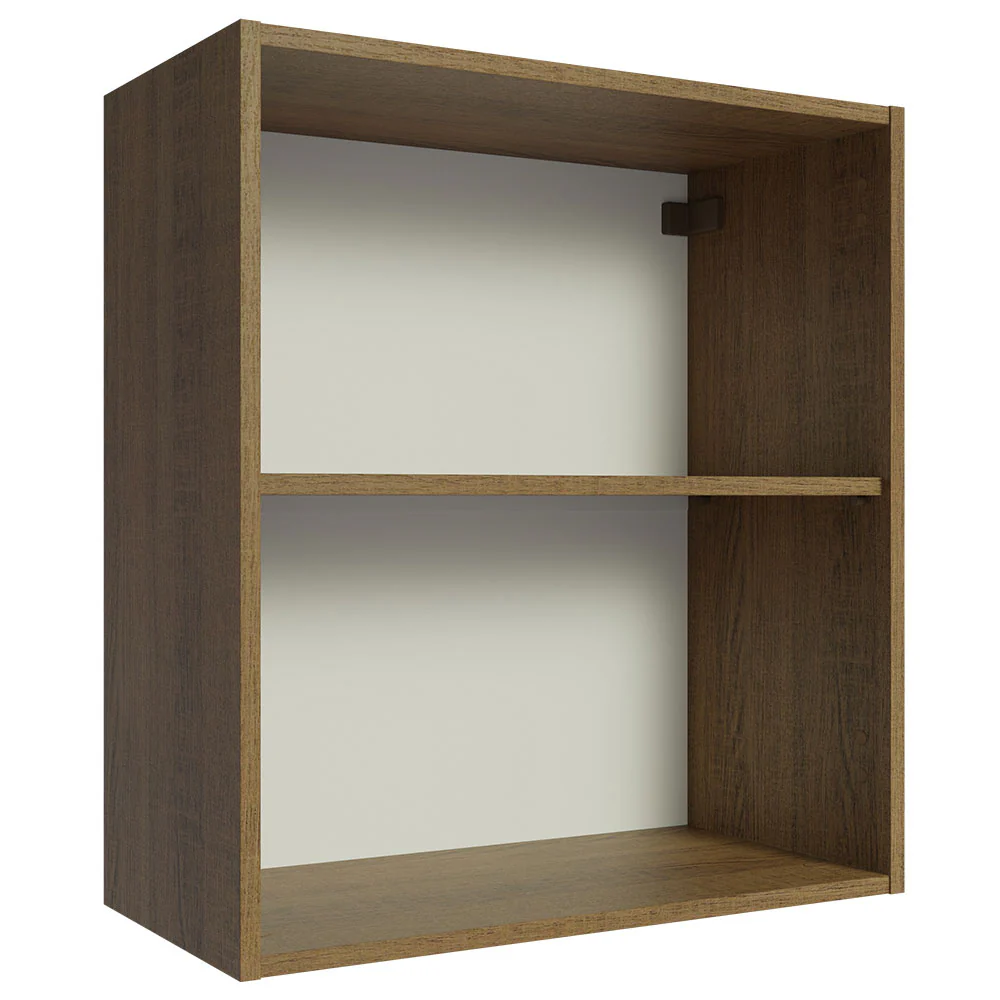 Armário Aéreo 60 cm com 2 Nichos Abertos para Cozinha Madesa Lux, Glamy, Agata, Stella Rustic
