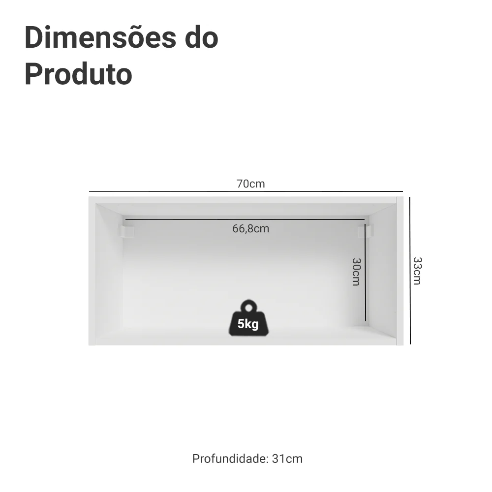 Armário Aéreo 70 cm 1 Porta Basculante Branco/Azul Vik Madesa - Image 2