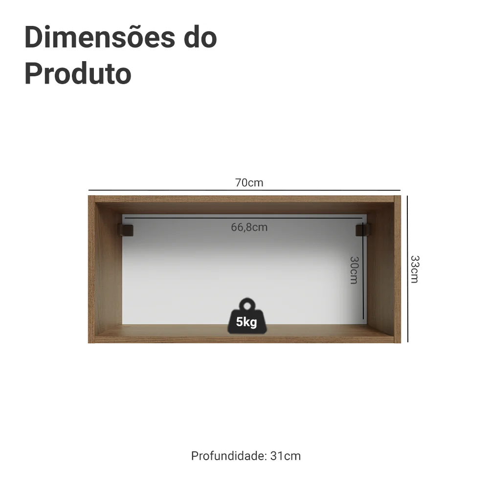 Armário Aéreo 70 cm 1 Porta Basculante Rustic/Cinza Vik Madesa - Image 2