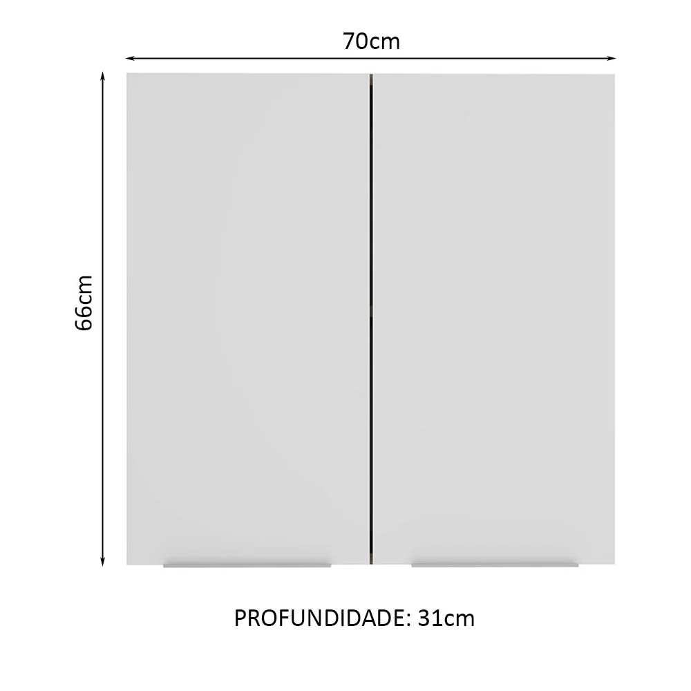 Armário Aéreo 70 cm 2 Portas Rustic/Branco Stella Madesa - Image 2