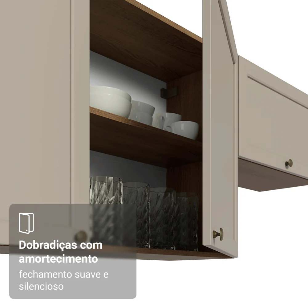 Armário Aéreo 70 cm 2 Portas Rustic/Crema Vik Madesa - Image 7