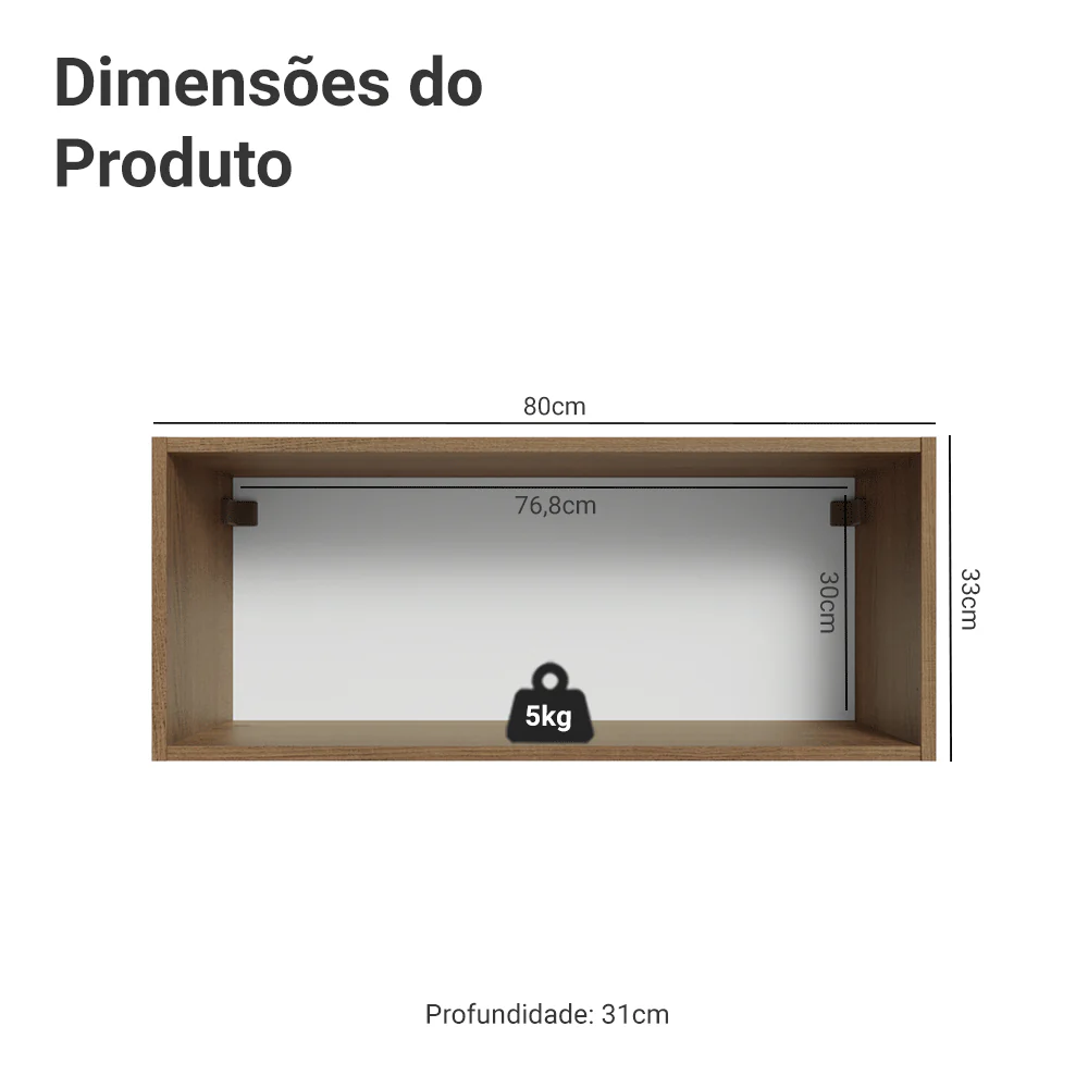 Armário Aéreo 80 cm 1 Porta Basculante Rustic/Verde Vik Madesa - Image 2