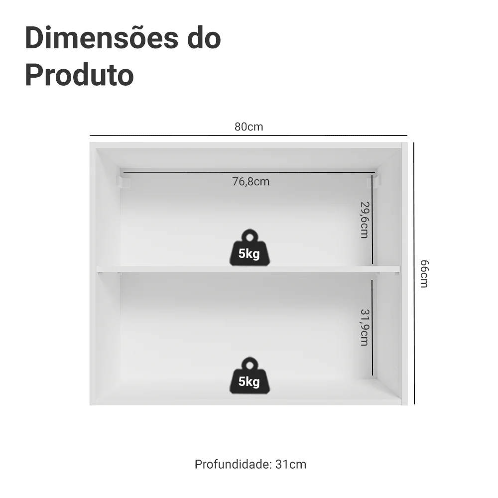 Armário Aéreo 80 cm 2 Portas Branco/Verde Vik Madesa - Image 2
