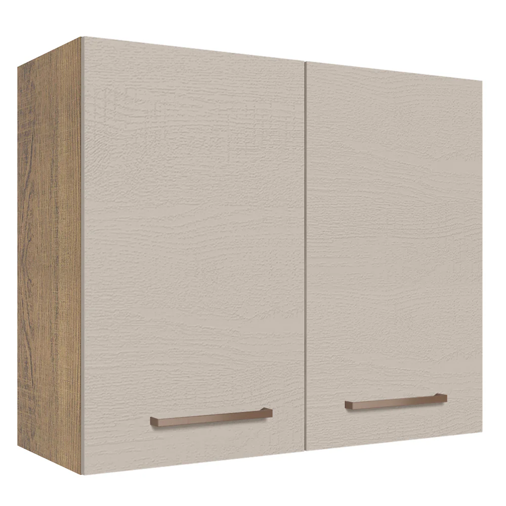 Armário Aéreo 80 cm 2 Portas Rustic/Crema Agata Madesa