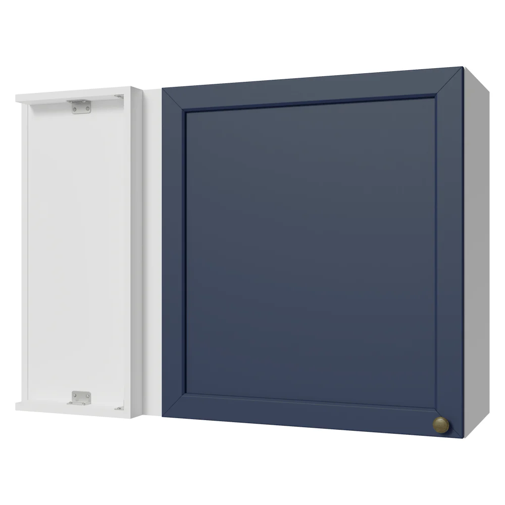 Armário Aéreo de Canto 1 Porta Branco/Azul Vik Madesa