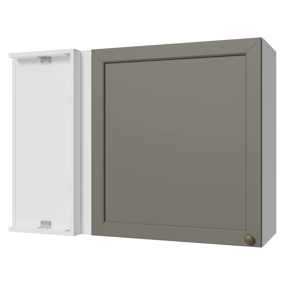 Armário Aéreo de Canto 1 Porta Branco/Cinza Vik Madesa
