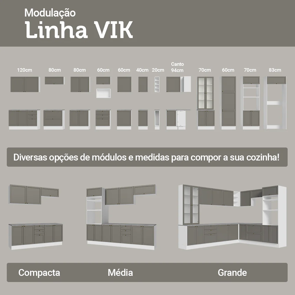 Armário Aéreo de Canto 1 Porta Branco/Cinza Vik Madesa - Image 10