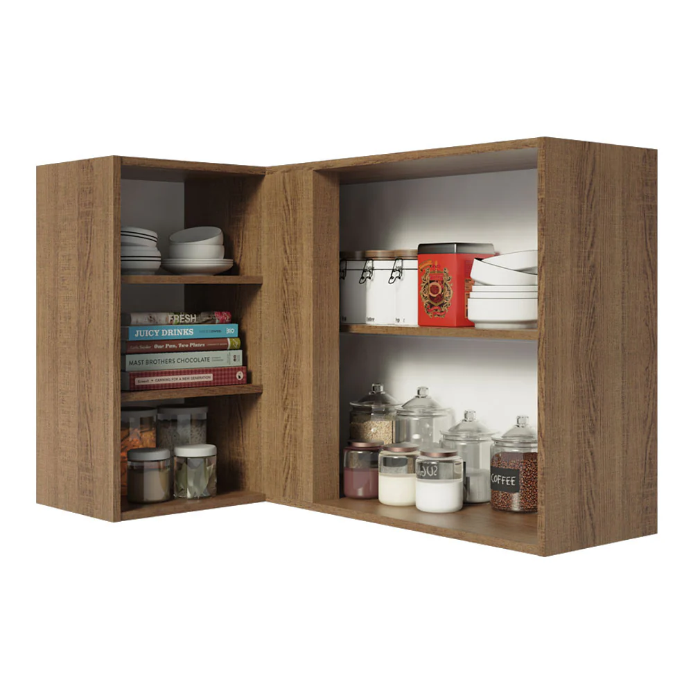 Armário Aéreo de Canto 1 Porta para linha de 60 cm de profundidade Rustic/Crema Agata Madesa - Image 3