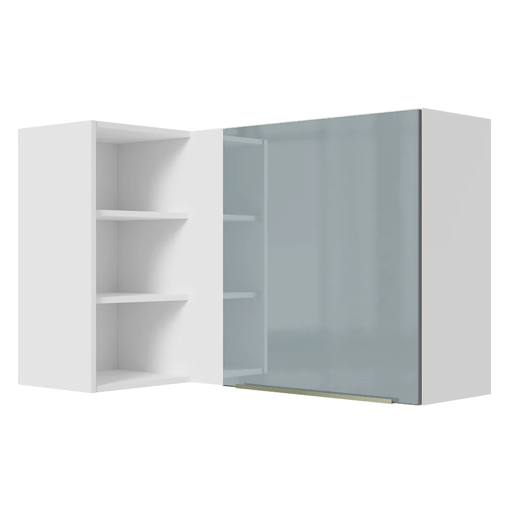 Armário Aéreo de Canto com Adega Acoplada Madesa Lux 1 Porta Branco/Cinza