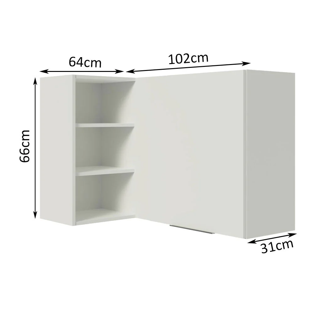 Armário Aéreo de Canto Madesa Stella 1 Porta para linha de 60 cm de profundidade Branco - Image 2