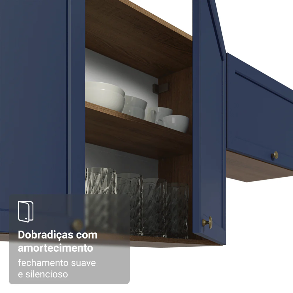 Armário Aéreo de Canto Para Linha 60 cm de Profundidade Rustic/Azul Vik Madesa - Image 8