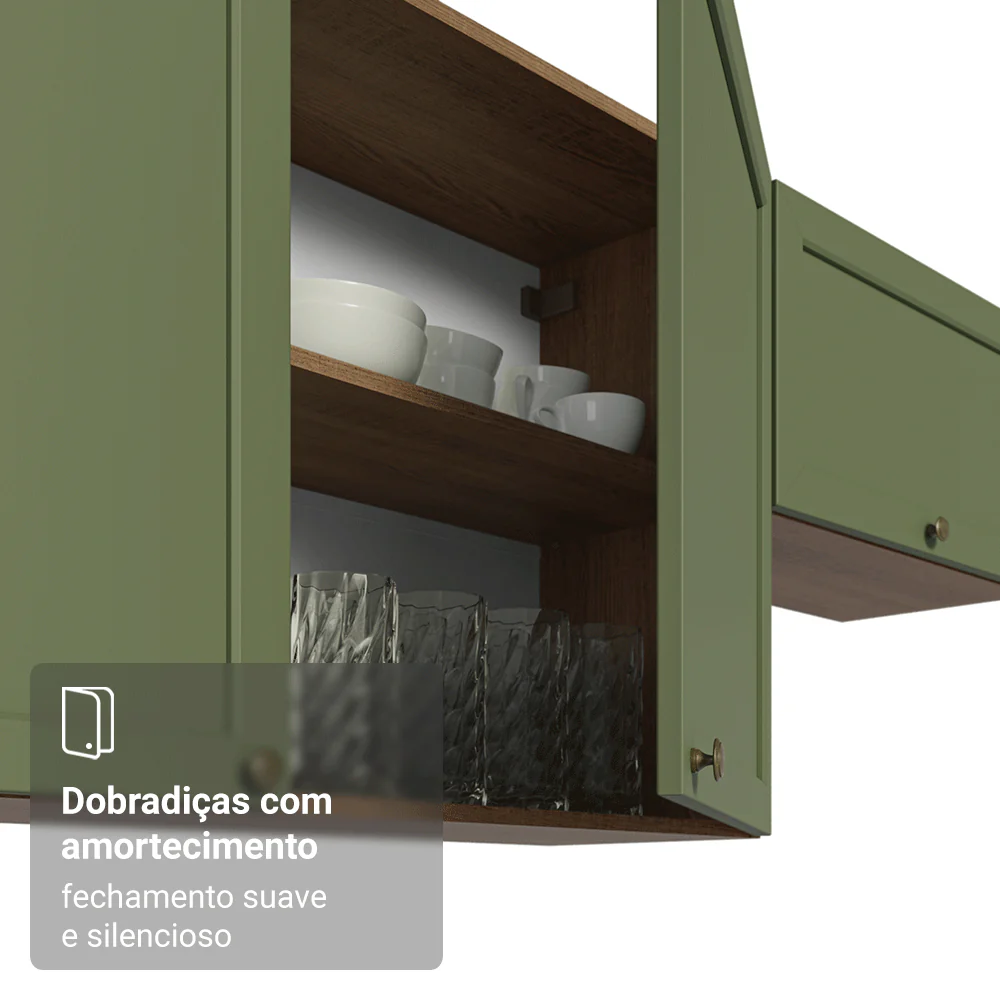 Armário Aéreo de Canto Para Linha 60 cm de Profundidade Rustic/Verde Vik Madesa - Image 8