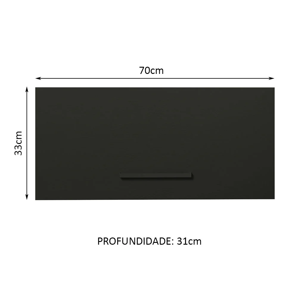 Armário Aéreo de Cozinha Madesa Agata 70 cm 1 Porta Basculante Branco/Preto - Image 2