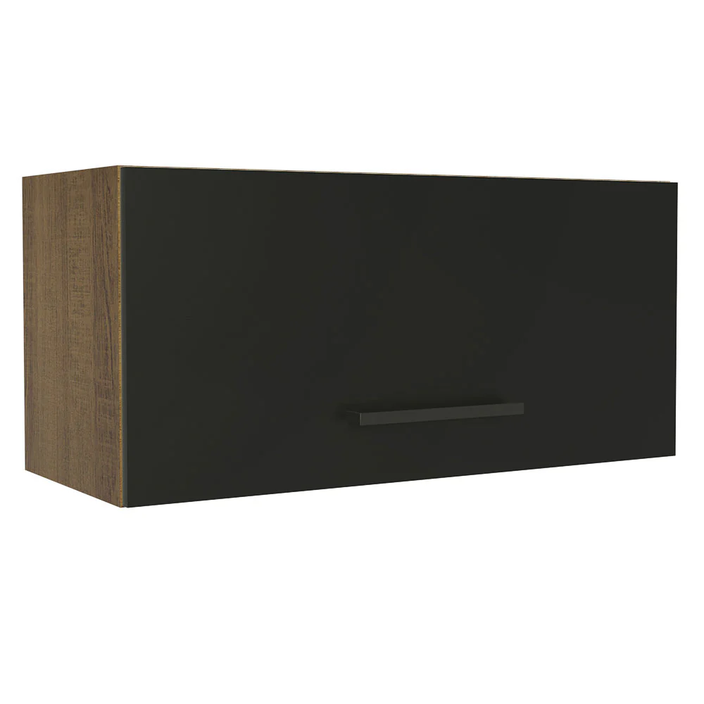 Armário Aéreo de Cozinha Madesa Agata 70 cm 1 Porta Basculante Rustic/Preto