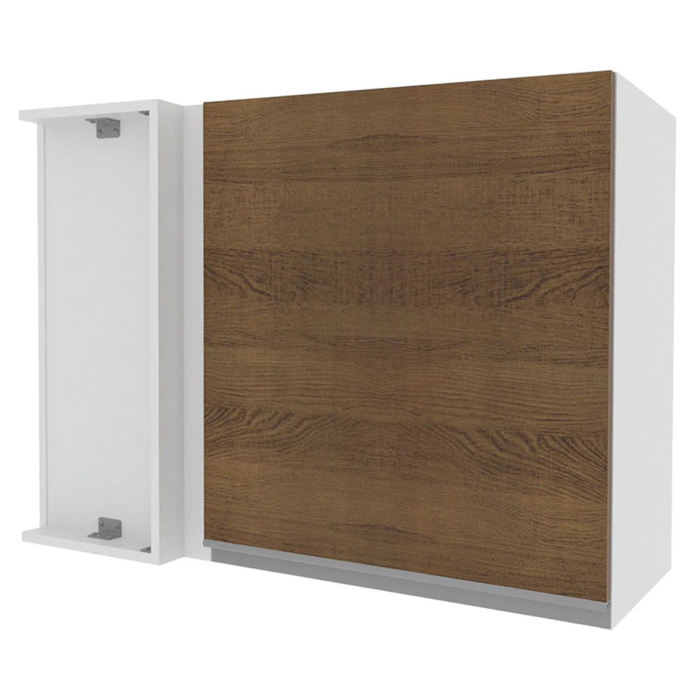 Armário Aéreo de Canto Madesa Acordes 100% MDF 1 Porta Branco/Rustic
