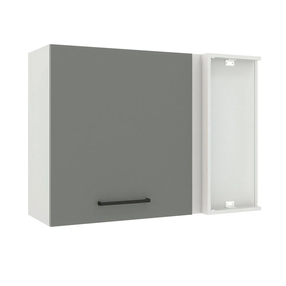 Armário Aéreo de Canto Madesa Agata 1 Porta Branco/Cinza