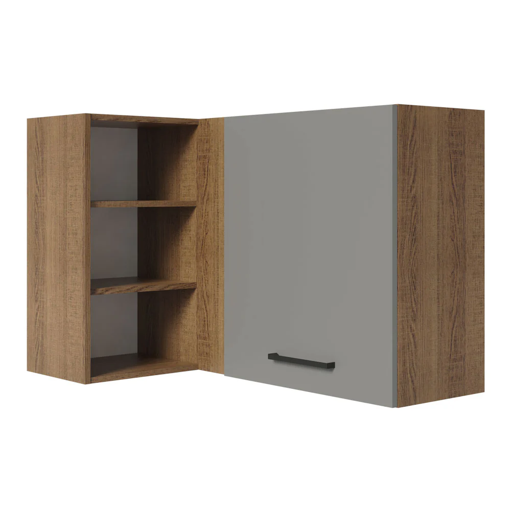 Armário Aéreo de Canto Madesa Agata 1 Porta para linha de 60 cm de profundidade Rustic/Cinza