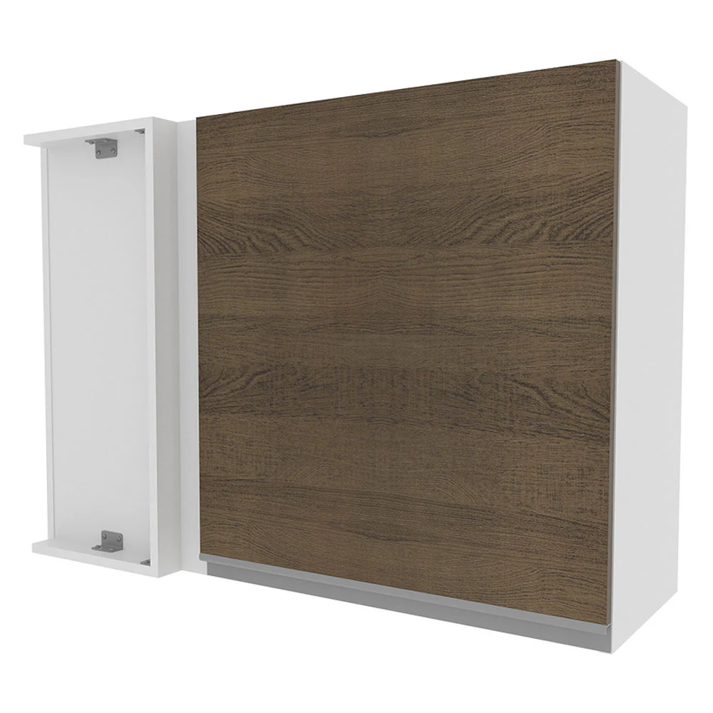 Armário Aéreo de Canto Madesa Glamy 1 Porta Branco/Rustic