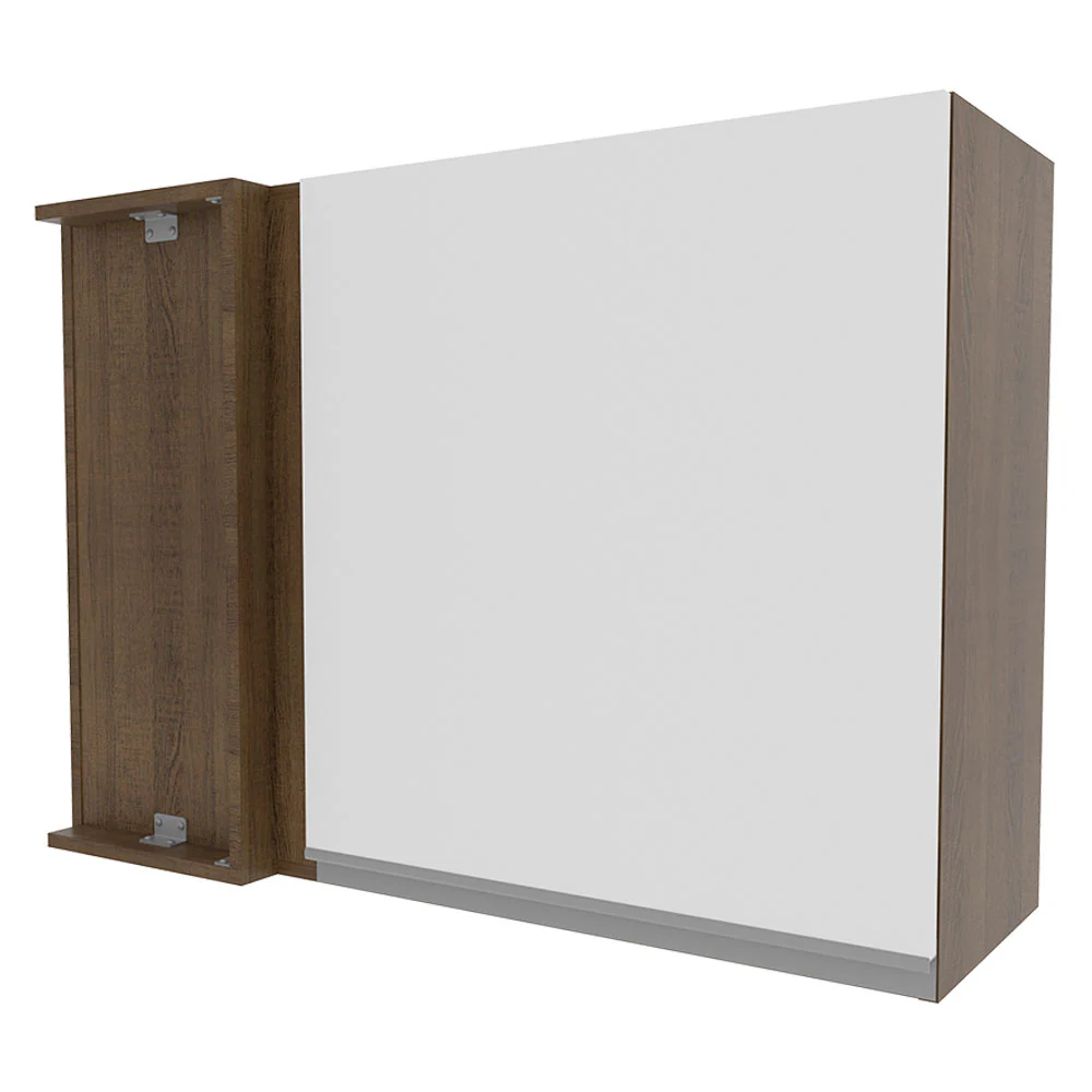 Armário Aéreo de Canto Madesa Glamy 1 Porta Rustic/Branco