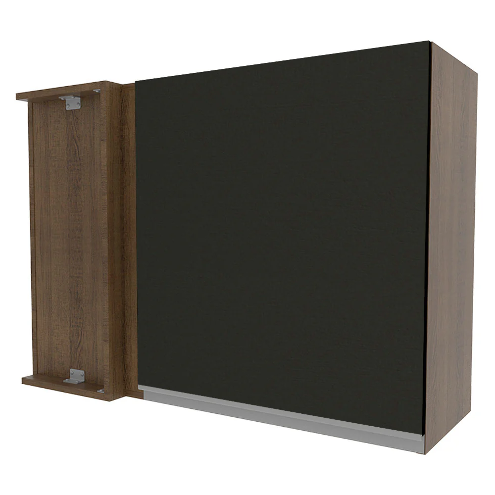 Armário Aéreo de Canto Madesa Glamy 1 Porta Rustic/Preto