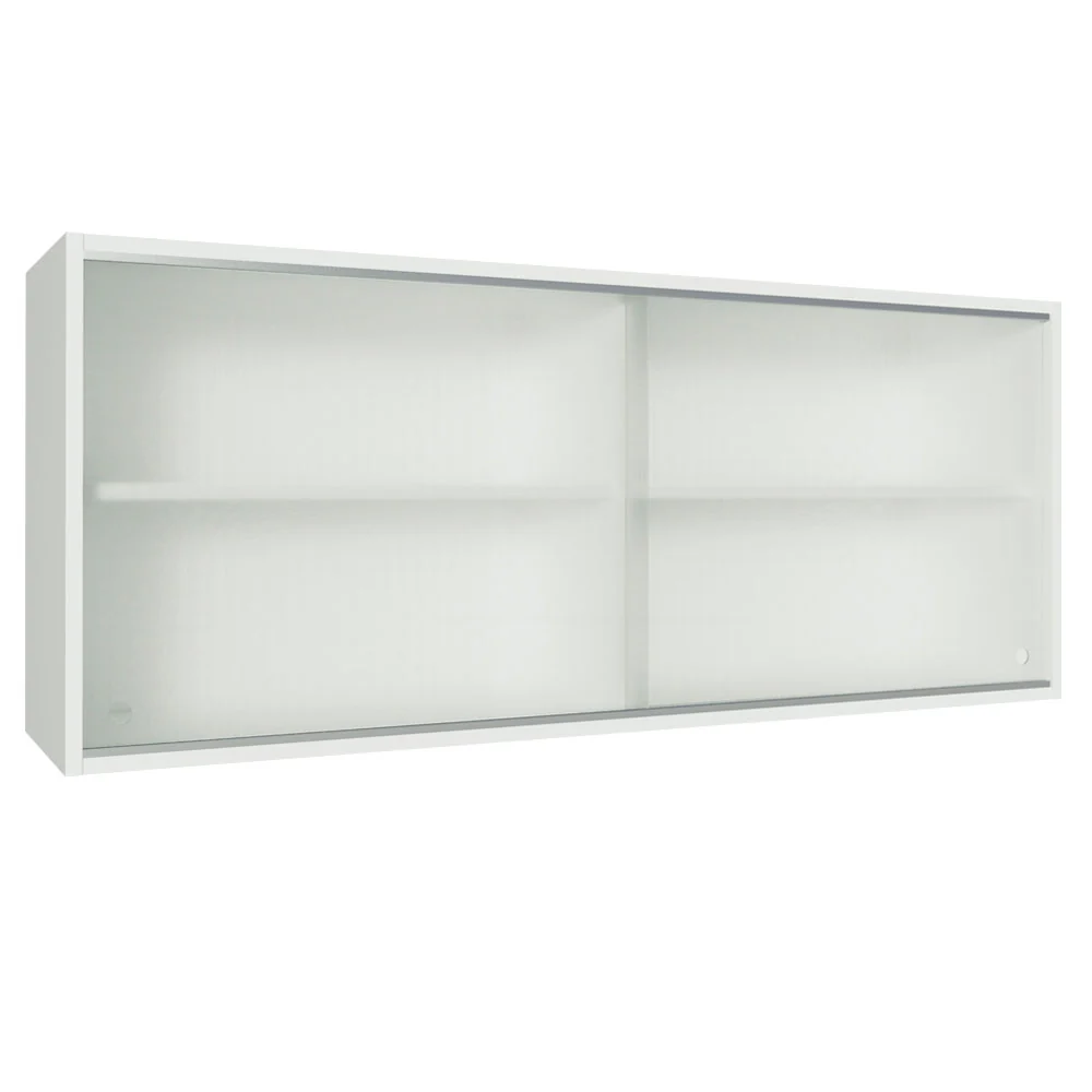Armário Aéreo Madesa 2 Portas de Correr de Vidro para Cozinhas Glamy, Lux e Reims Branco
