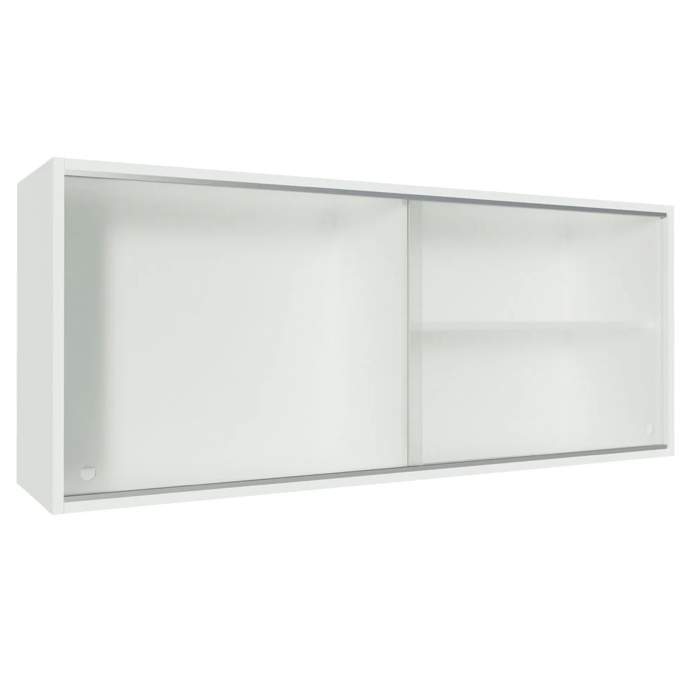 Armário Aéreo Madesa Acordes 100% MDF 2 Portas de Correr de Vidro Branco