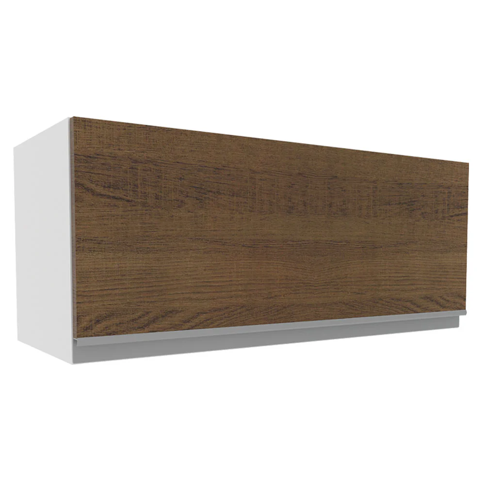 Armário Aéreo Madesa Acordes 100% MDF 80 cm 1 Porta Basculante Branco/Rustic