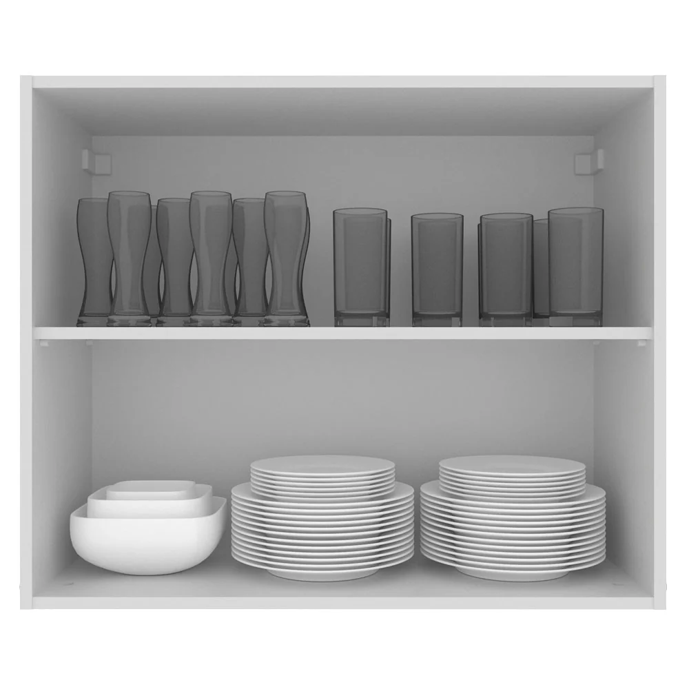 Armário Aéreo Madesa Acordes 100% MDF 80 cm 2 Portas Branco/Rustic - Image 3