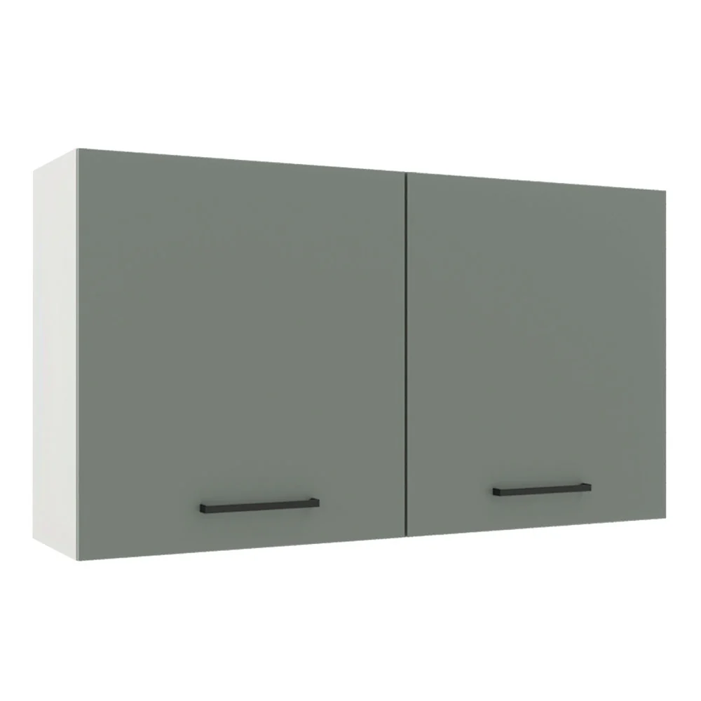 Armário Aéreo Madesa Agata 120 cm 2 Portas Branco/Cinza