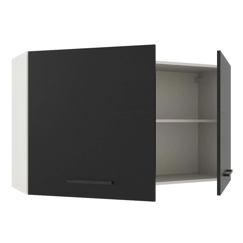 Armário Aéreo Madesa Agata 120 cm 2 Portas Branco/Preto - Image 4