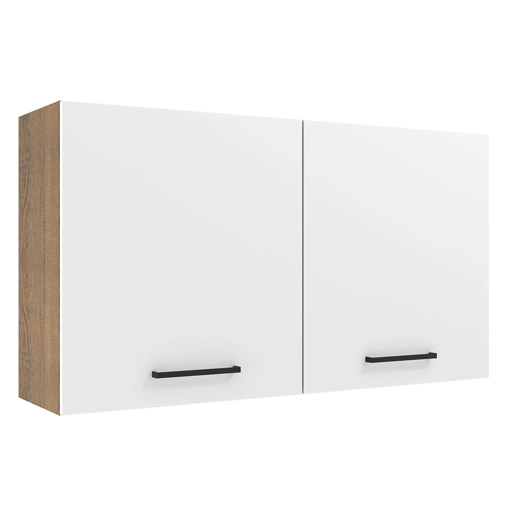 Armário Aéreo Madesa Agata 120 cm 2 Portas Rustic/Branco