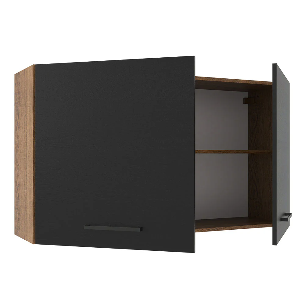 Armário Aéreo Madesa Agata 120 cm 2 Portas Rustic/Preto - Image 4