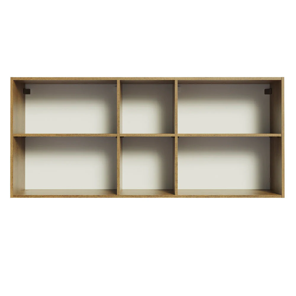Armário Aéreo Madesa Agata 150 cm 2 Portas e 2 Nichos Rustic/Preto - Image 9